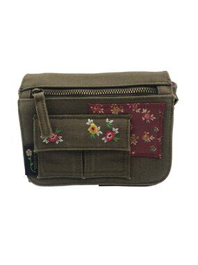 "Whatever" Olive Green Fabric Crossbody